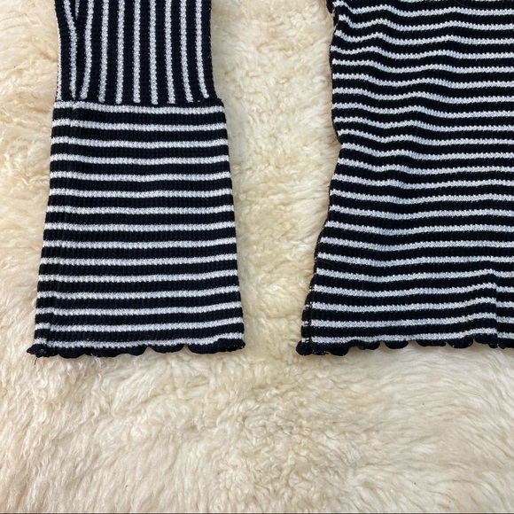 Free People Striped Mock Neck Top sz S - Picture 2 of 4